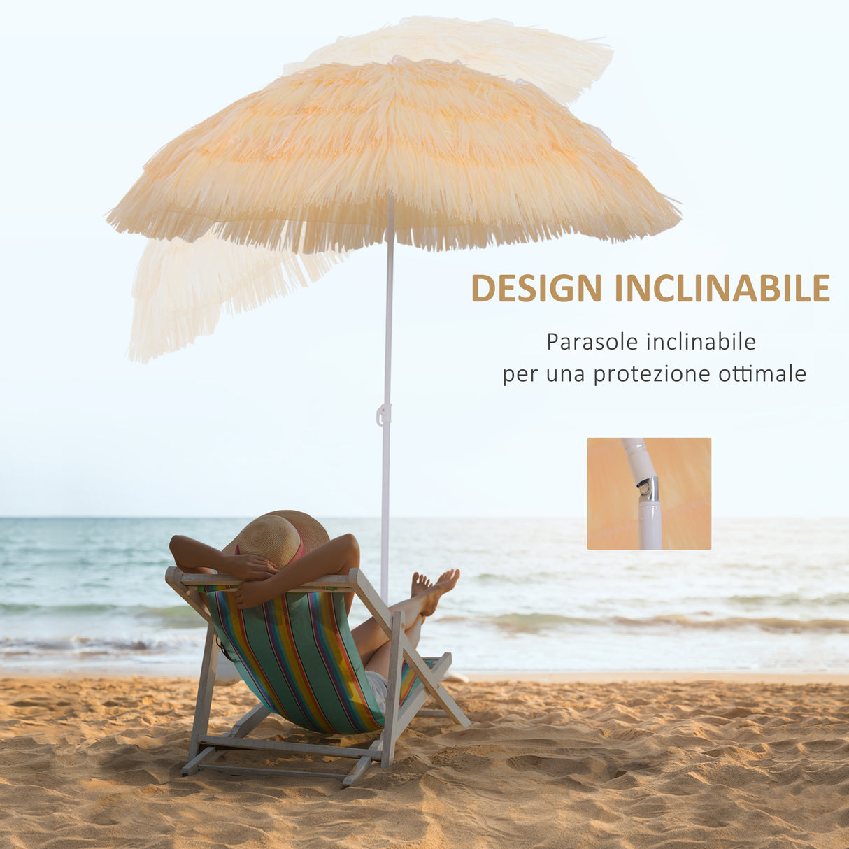 easycomfort easycomfort ombrellone stile hawaiano con frange impermeabile o160cm