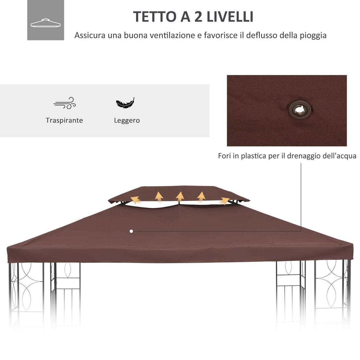 easycomfort easycomfort tetto di ricambio per gazebo da giardino impermeabile doppio tetto 3x4m