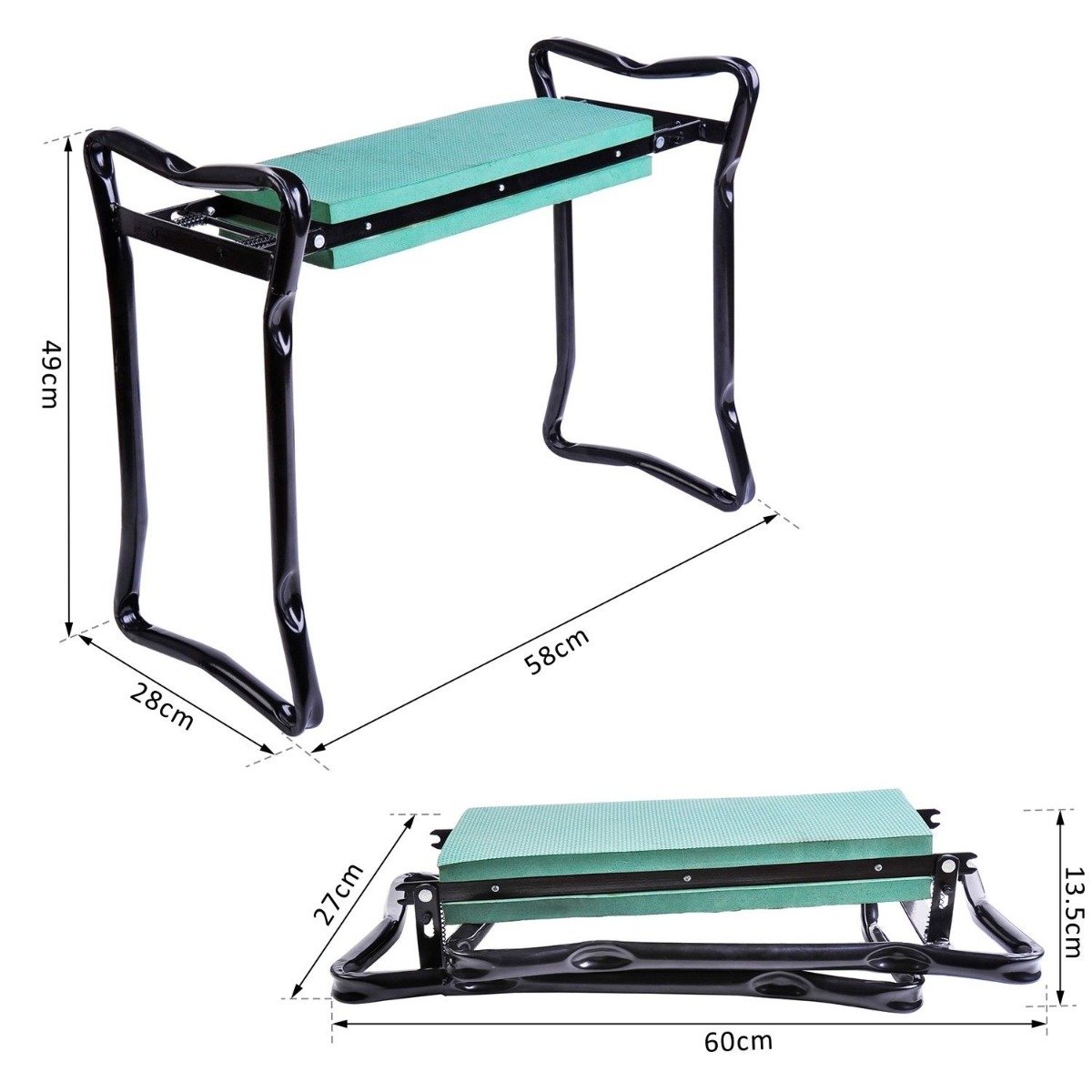 easycomfort easycomfort sedia inginocchiatoio da giardino pieghevole in acciaio con cuscinetto in gommapiuma 58x28x49cm