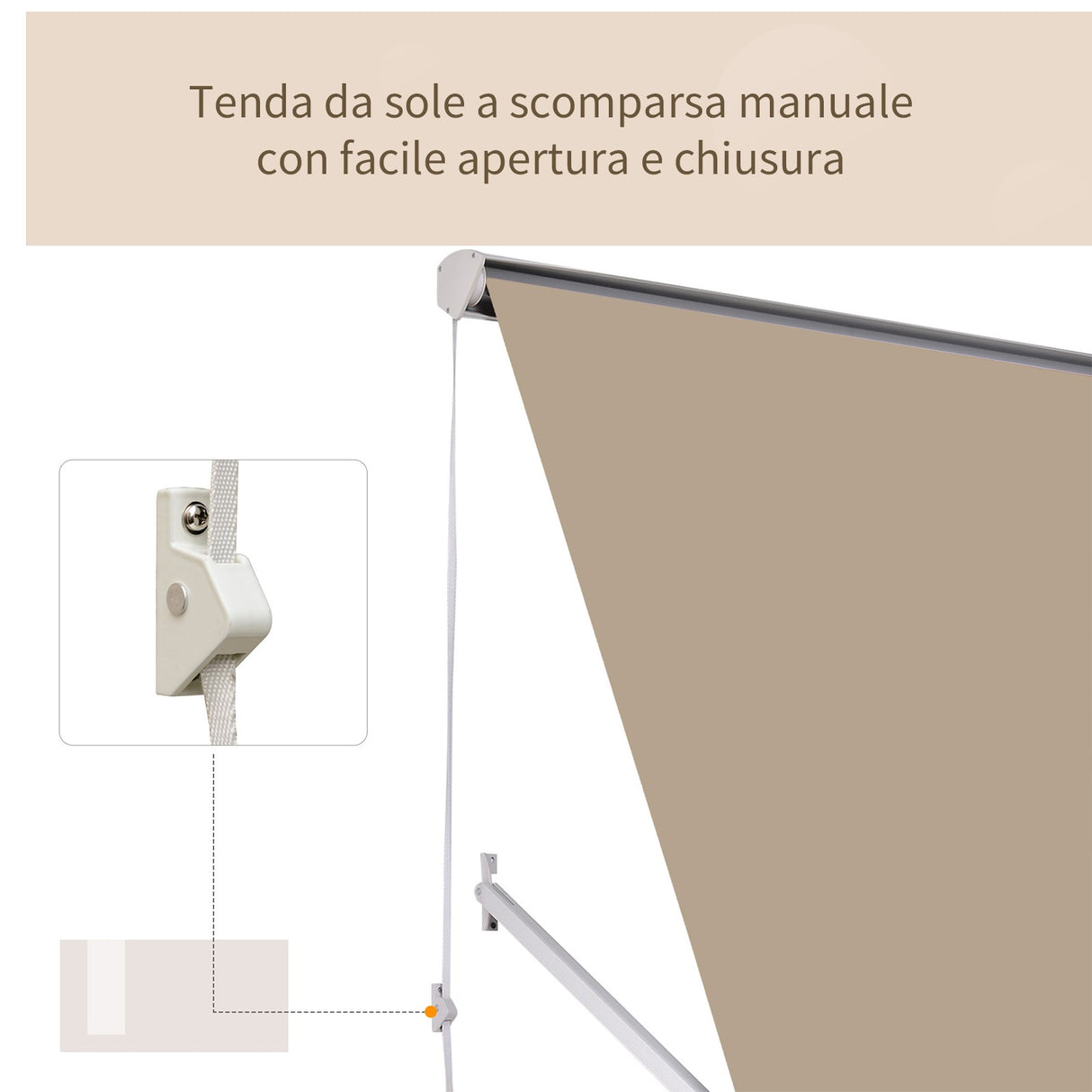 easycomfort easycomfort tenda da sole avvolgibile a parete a caduta beige 180x70cm