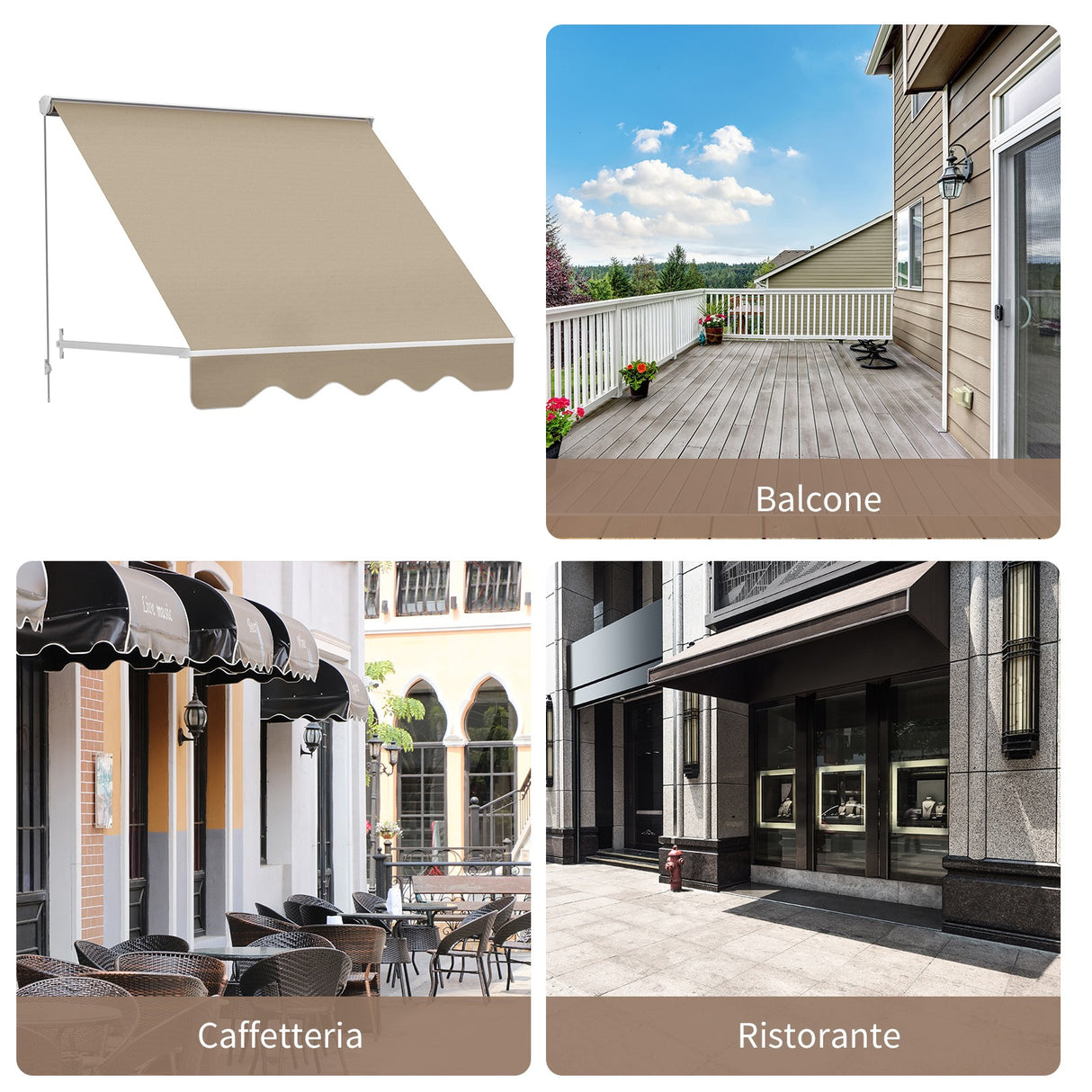 easycomfort easycomfort tenda da sole avvolgibile a parete a caduta beige 180x70cm