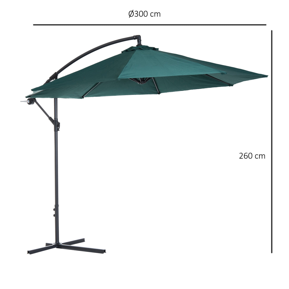 easycomfort easycomfort ombrellone da giardino 3x2 6 m inclinabile con base a croce e manovella in acciaio e poliestere