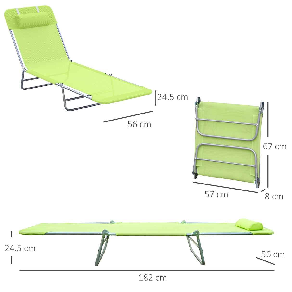 easycomfort easycomfort sdraio pieghevole reclinabile con cuscino da giardino spiaggia verde chiaro