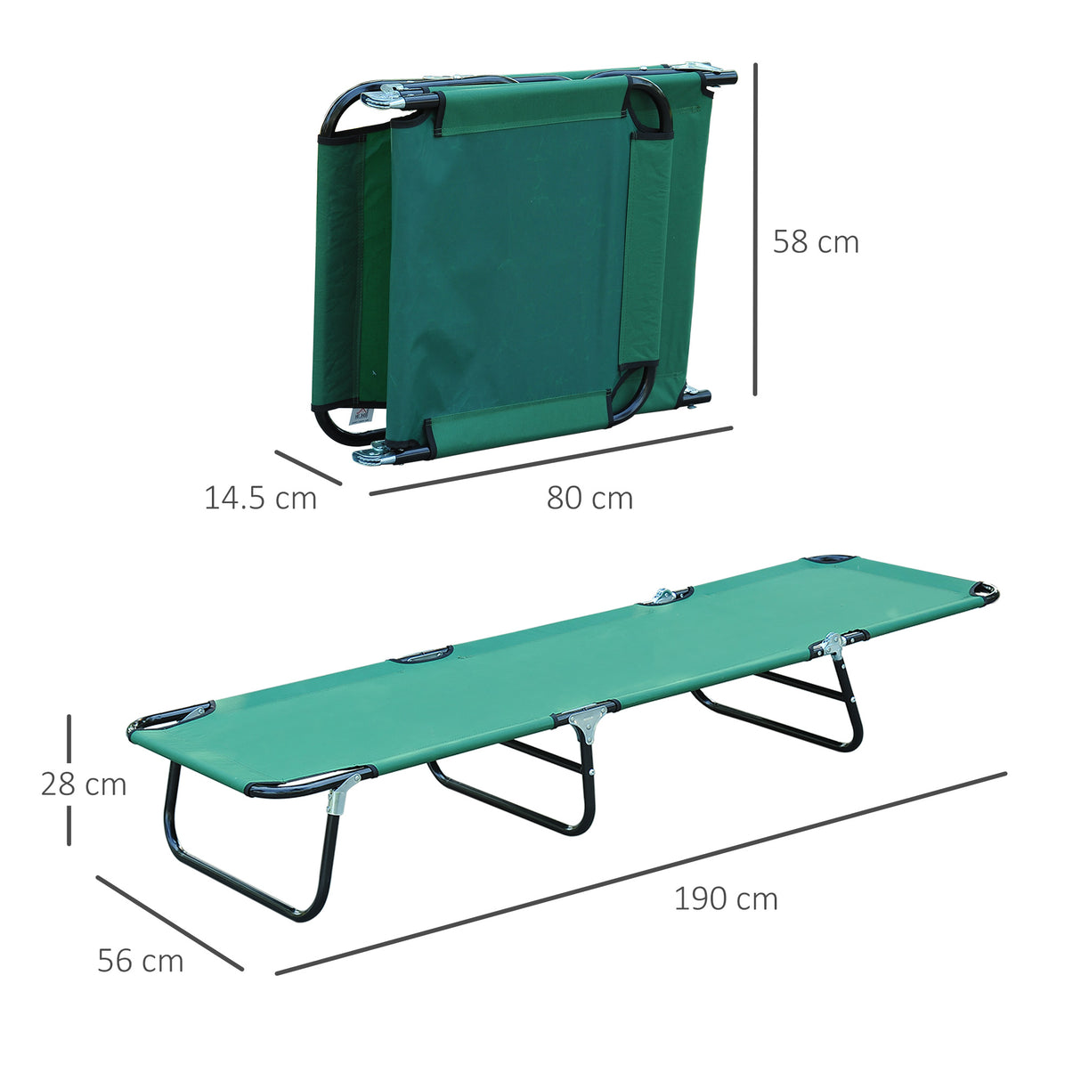 easycomfort sdraio da giardino pieghevole con schienale reclinabile su 4 posizioni 190x56x28cm verde
