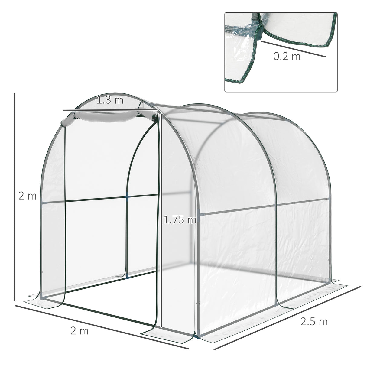 easycomfort easycomfort serra da giardino a tunnel per piante e orto con copertura in pvc 250x200x200cm