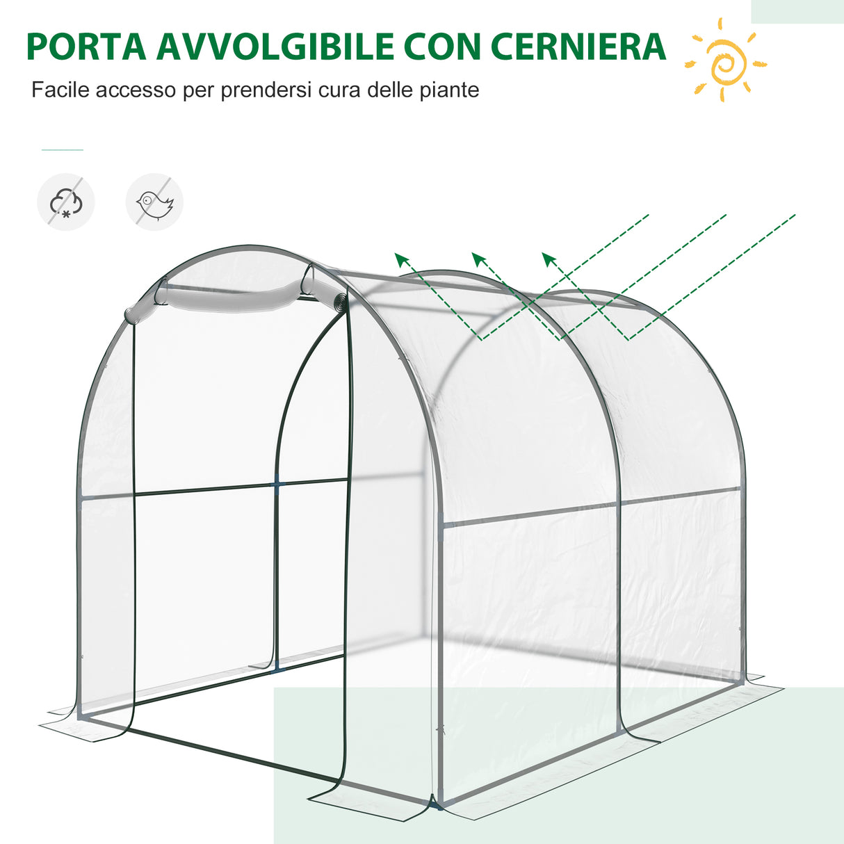 easycomfort easycomfort serra da giardino a tunnel per piante e orto con copertura in pvc 250x200x200cm