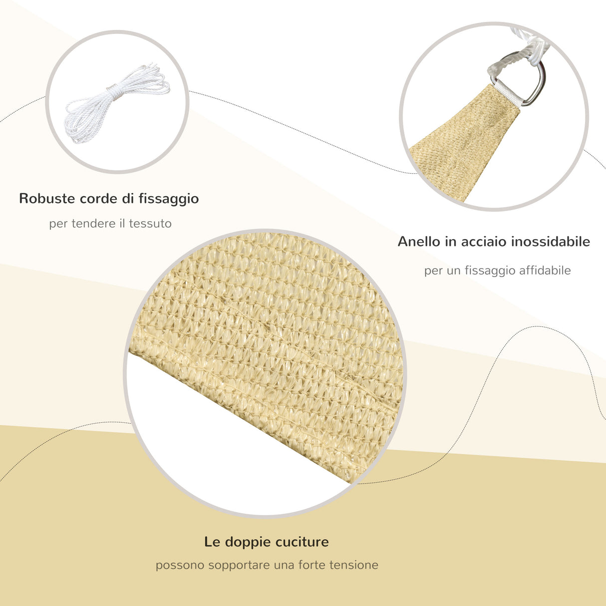 easycomfort easycomfort tenda da sole triangolare in hdpe sabbia 3x3x3m
