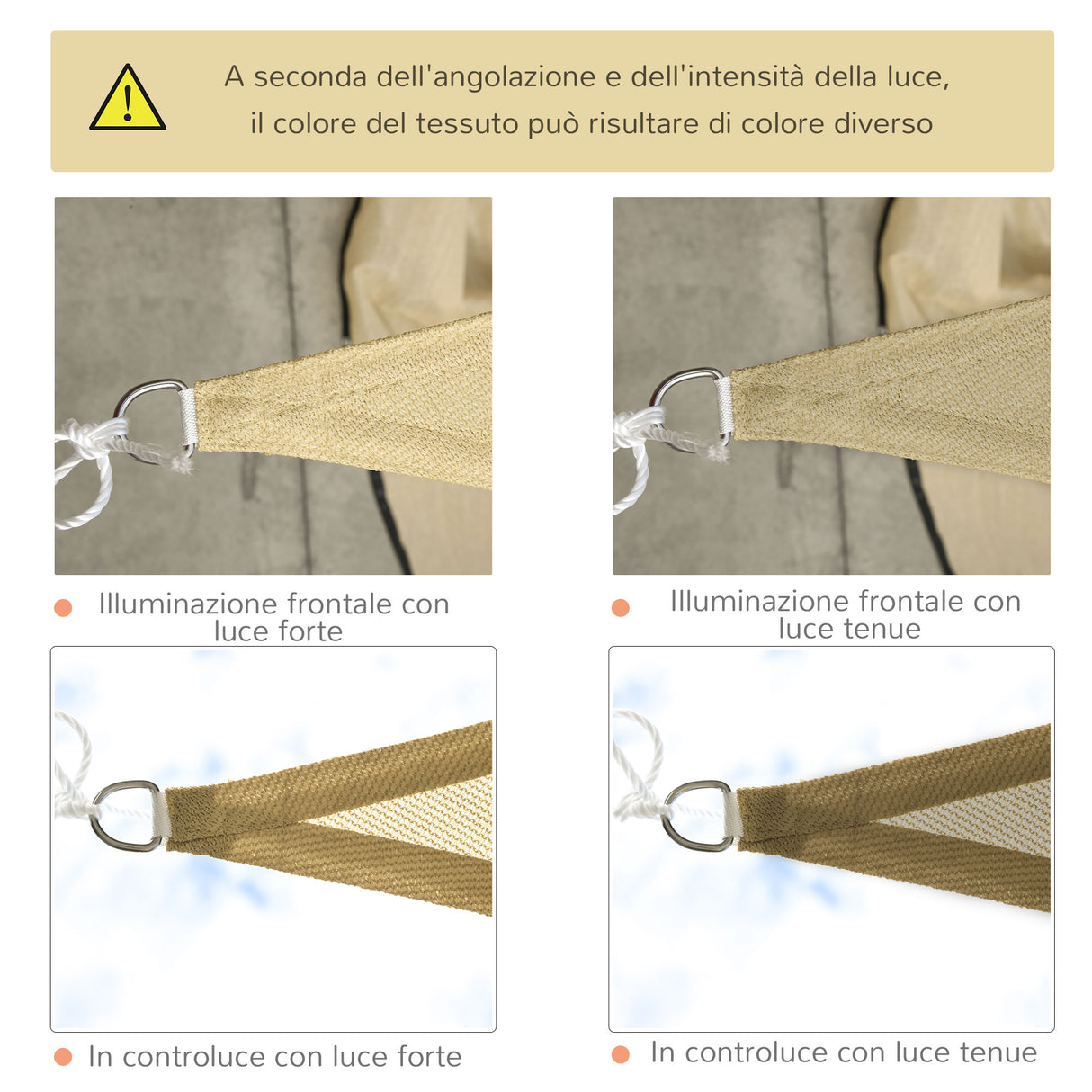 easycomfort easycomfort tenda da sole triangolare in hdpe sabbia 3x3x3m
