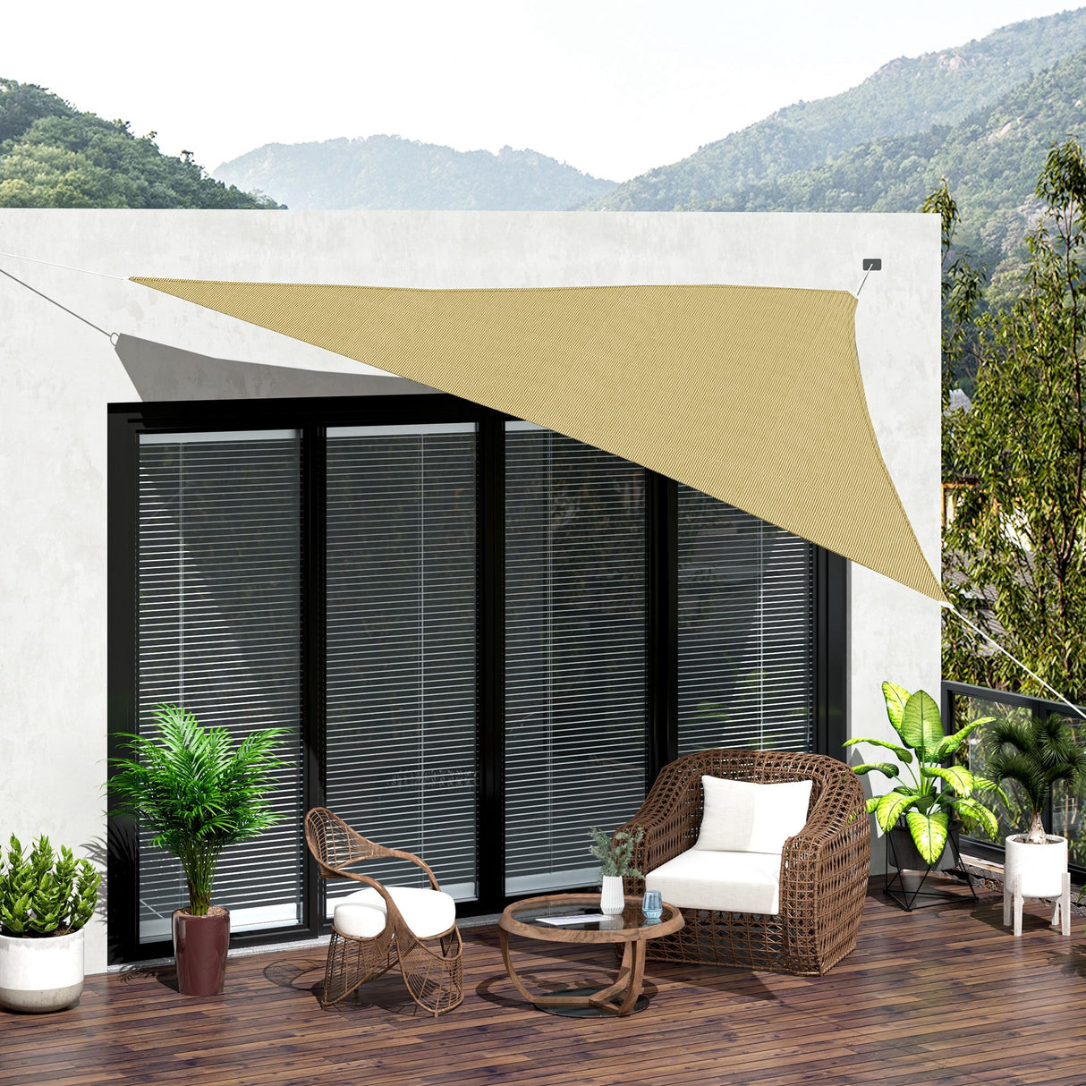 easycomfort easycomfort tenda da sole triangolare tenda a vela anti uv beige 5x5x5m