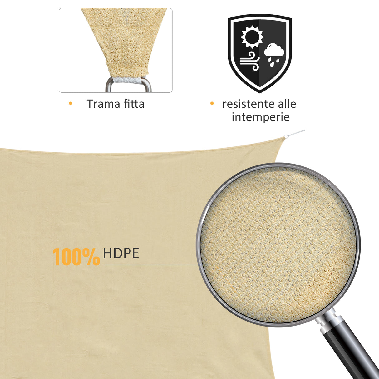 easycomfort easycomfort tenda da sole triangolare tenda a vela anti uv beige 5x5x5m