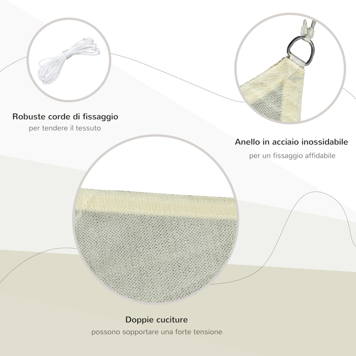 easycomfort easycomfort vela da giardino rettangolare in hdpe crema 3x4m