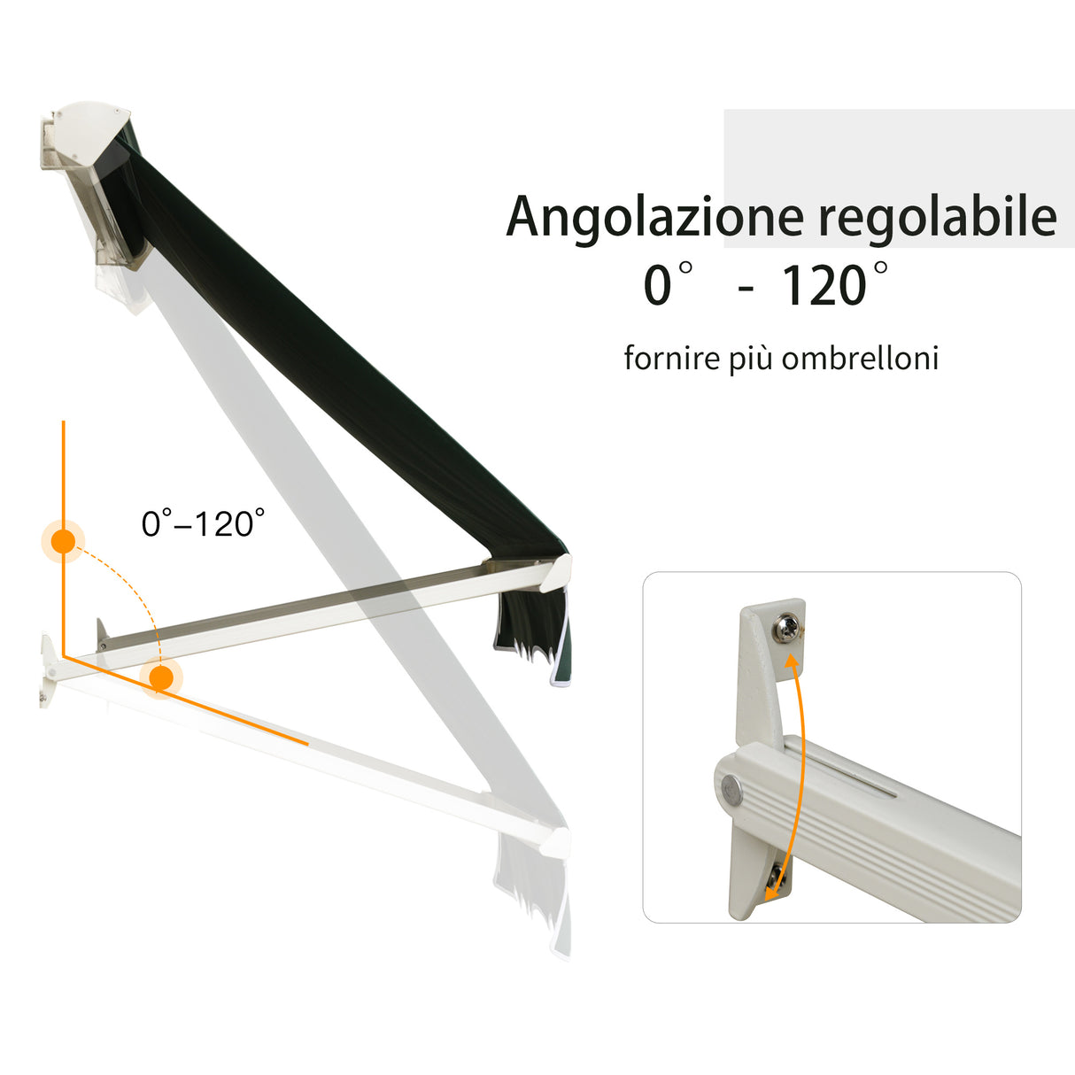 easycomfort easycomfort tenda da sole a caduta con rullo avvolgibile e angolazione regolabile 0 120 180x70cm verde