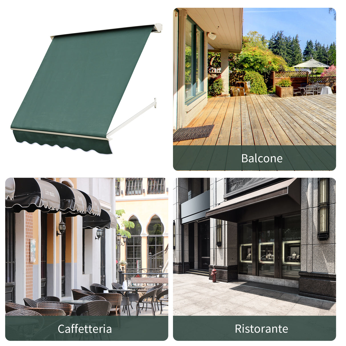 easycomfort easycomfort tenda da sole a caduta con rullo avvolgibile e angolazione regolabile 0 120 180x70cm verde