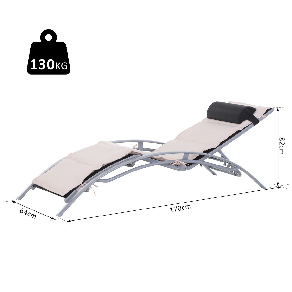 easycomfort easycomfort lettino sdraio pieghevole reclinabile con materassino e poggiatesta telaio in alluminio bianco e nero