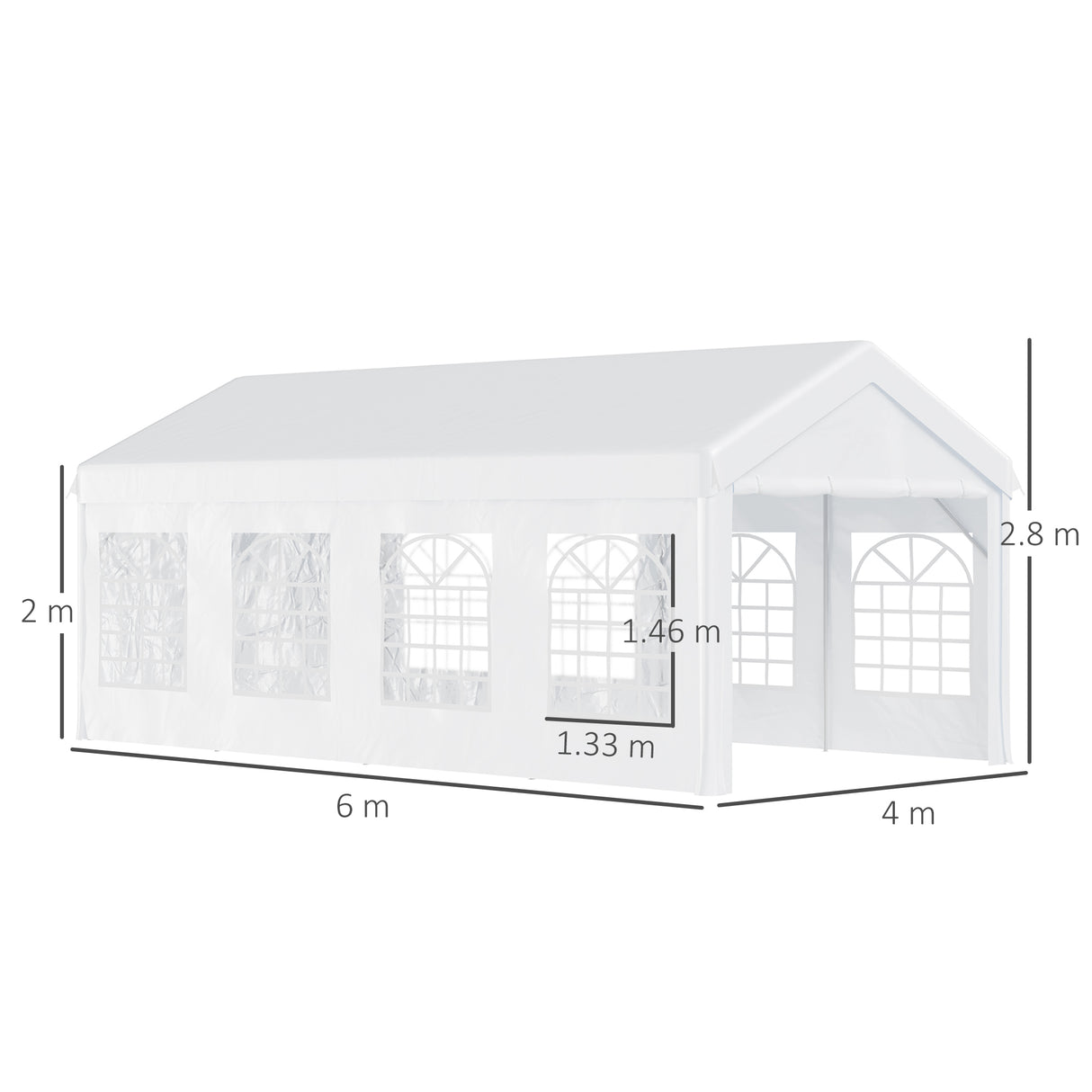 easycomfort gazebo da esterno tendone per feste telaio in acciaio impermeabile bianco 8x4x2.8m