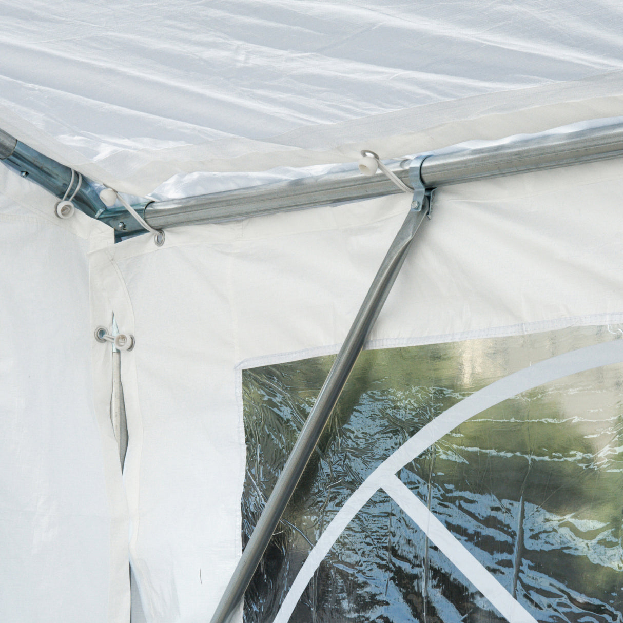 easycomfort gazebo da esterno tendone per feste telaio in acciaio impermeabile bianco 8x4x2.8m