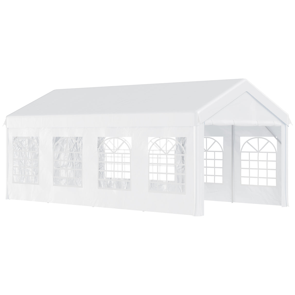 easycomfort gazebo da esterno tendone per feste telaio in acciaio impermeabile bianco 8x4x2.8m