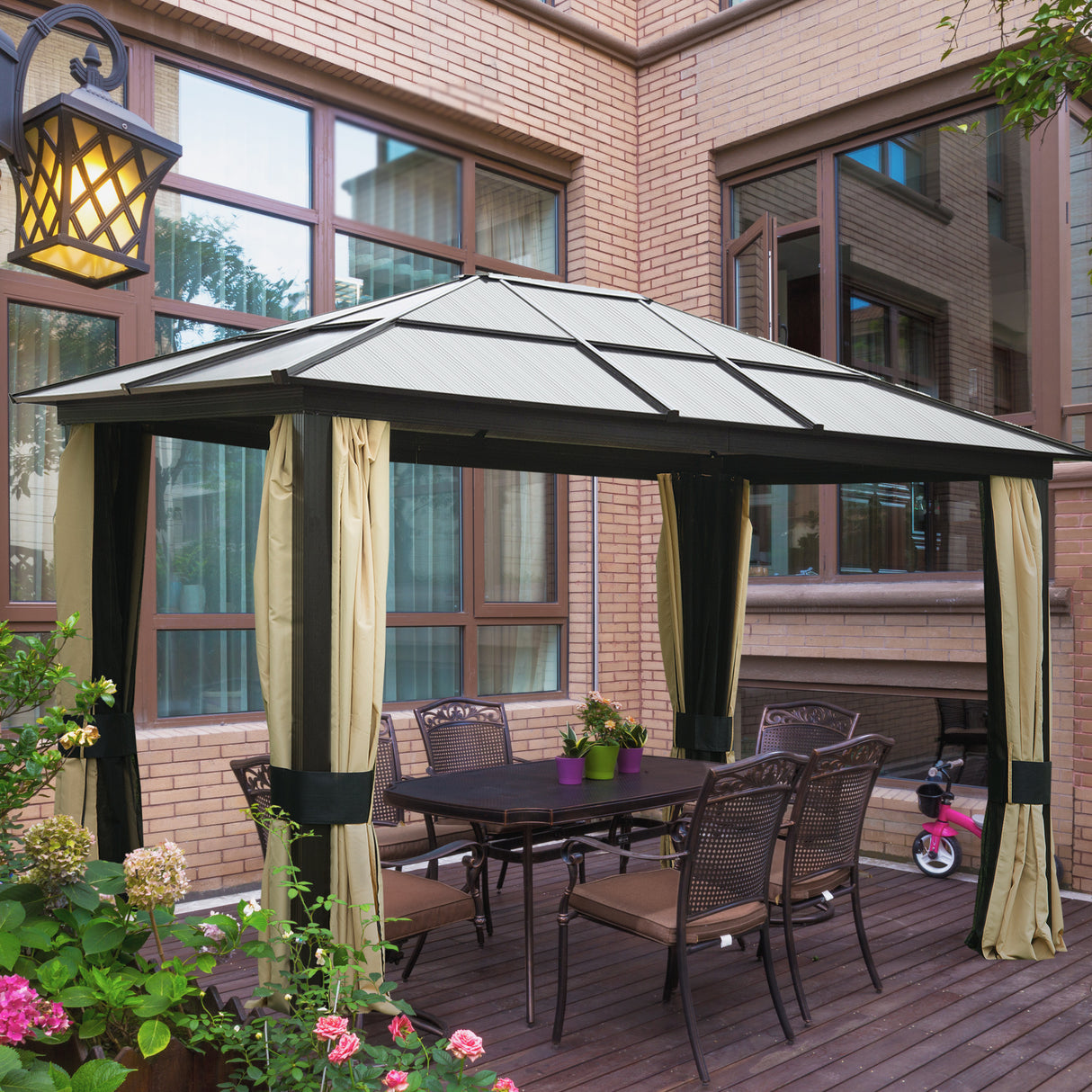 easycomfort gazebo di lusso in alluminio tendone da giardino 300x360x265cm
