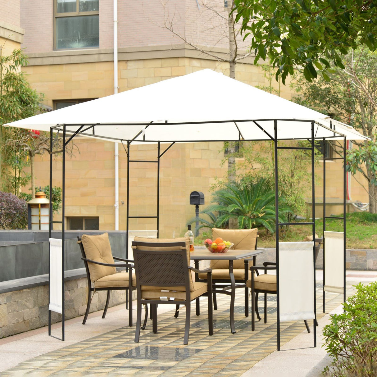 easycomfort easycomfort tendone gazebo da giardino bianco in metallo 3x3m