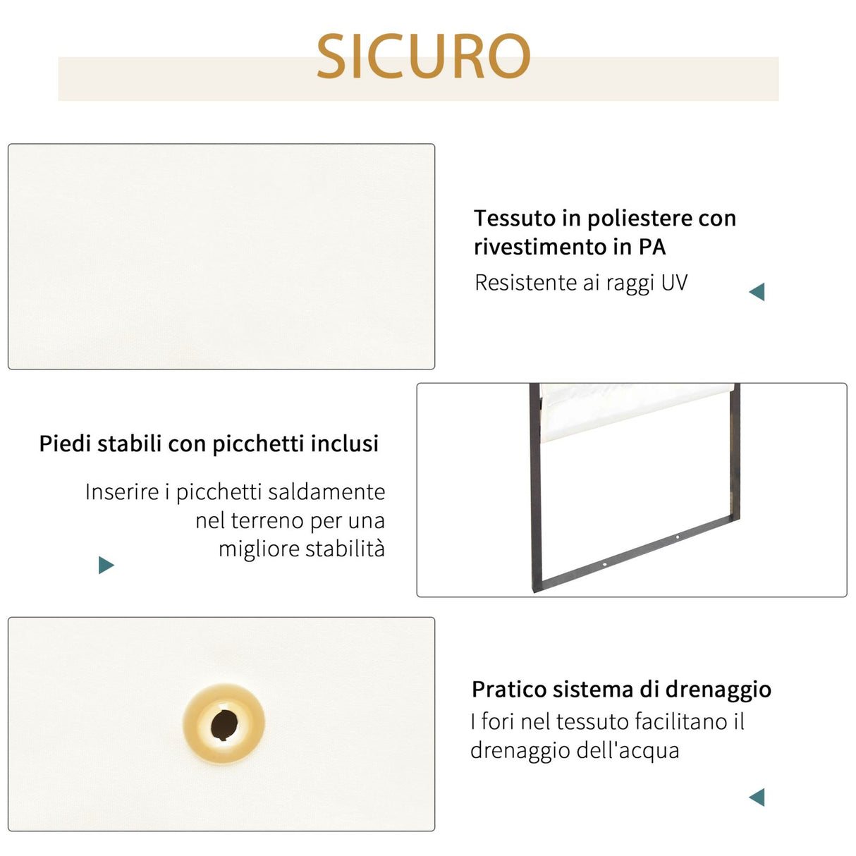 easycomfort easycomfort tendone gazebo da giardino bianco in metallo 3x3m