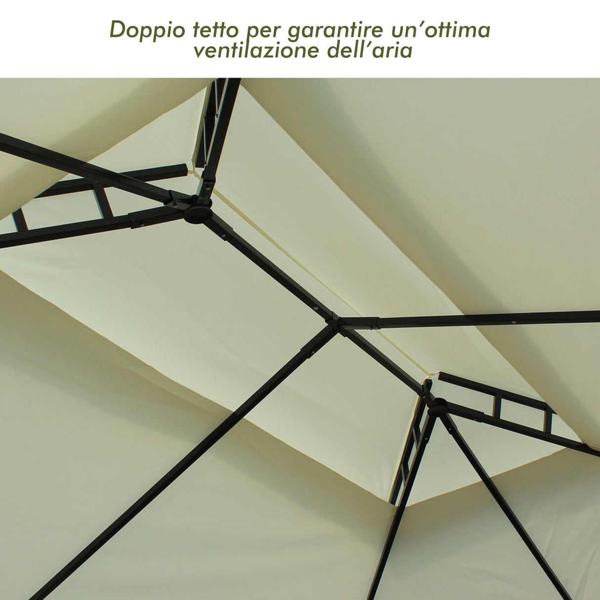 easycomfort easycomfort gazebo da giardino 3x4m in metallo con doppio tetto crema