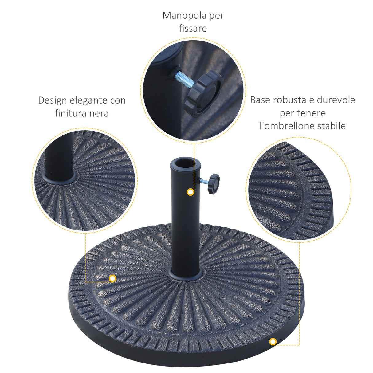easycomfort easycomfort base per ombrellone diametro 3 8 4 8cm motivo floreale con manopola peso 15kg da giardino resina 49x32cm