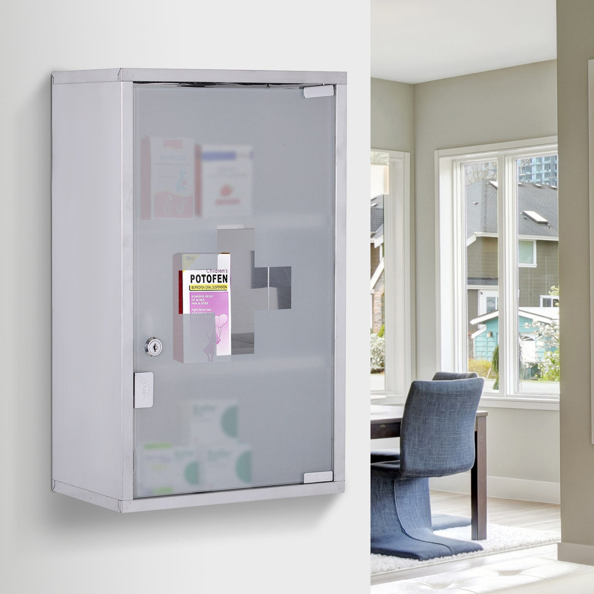 easycomfort easycomfort armadietto medicinali 50x30x18cm cassetta mobile bagno primo soccorso in acciaio inox con serratura ean 8054111845243