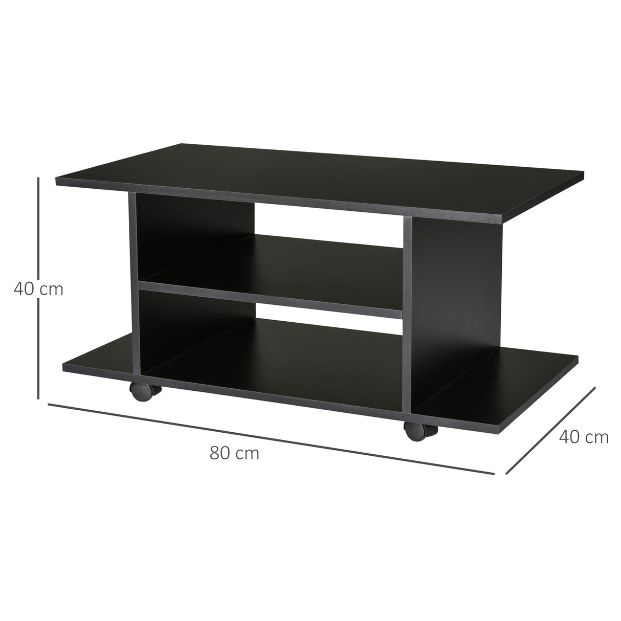 easycomfort easycomfort mobile tv moderno con ruote mobiletto tv in legno 80 40 40cm nero ean 8054144131672