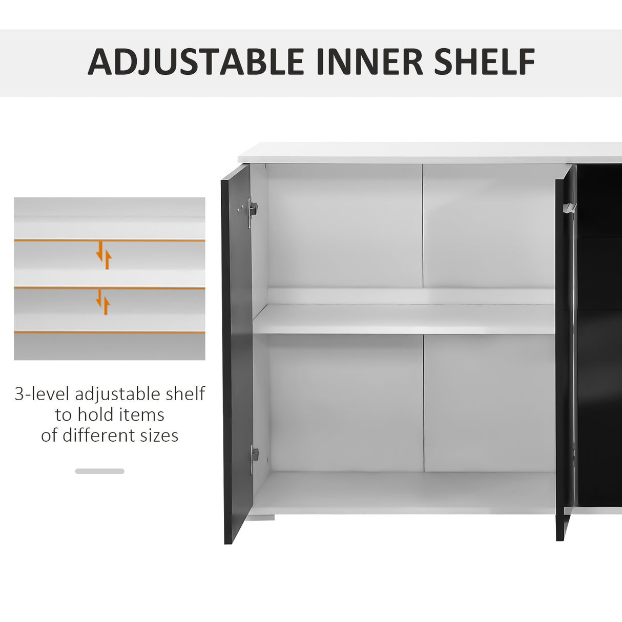 easycomfort easycomfort como mobiletto per soggiorno e camera con 3 ante e 2 cassetti nero lucido antigraffio 106 x 35 x 76 cm ean 8054111847377