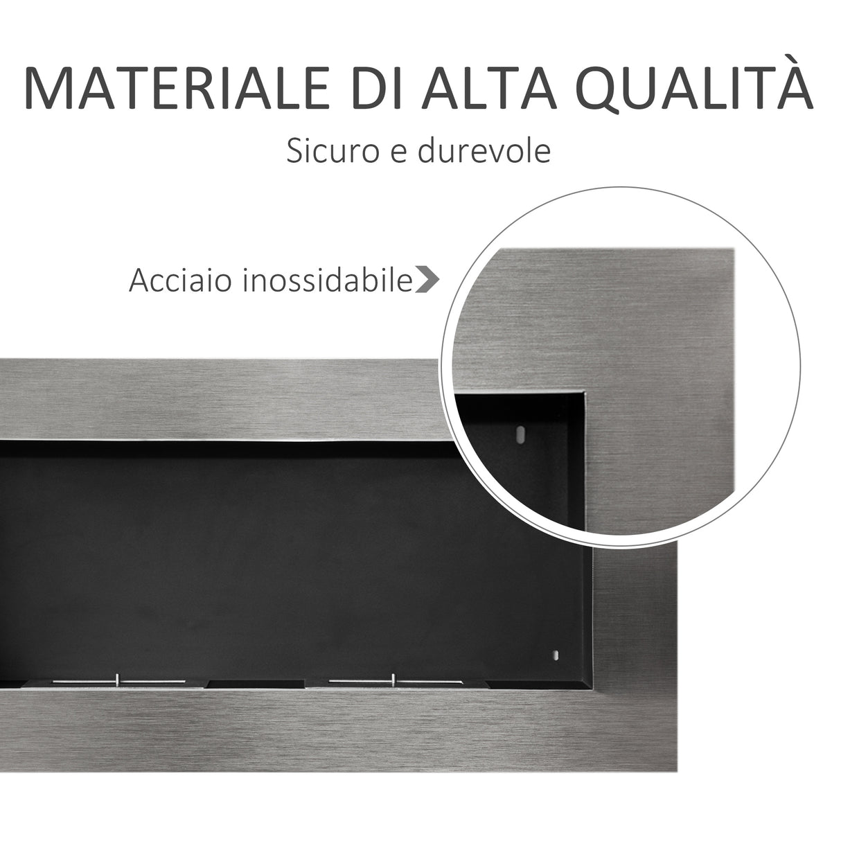 easycomfort easycomfort camino a bioetanolo realizzato in acciaio inox con 2 bruciatori 1.5lt 110x54x14cm