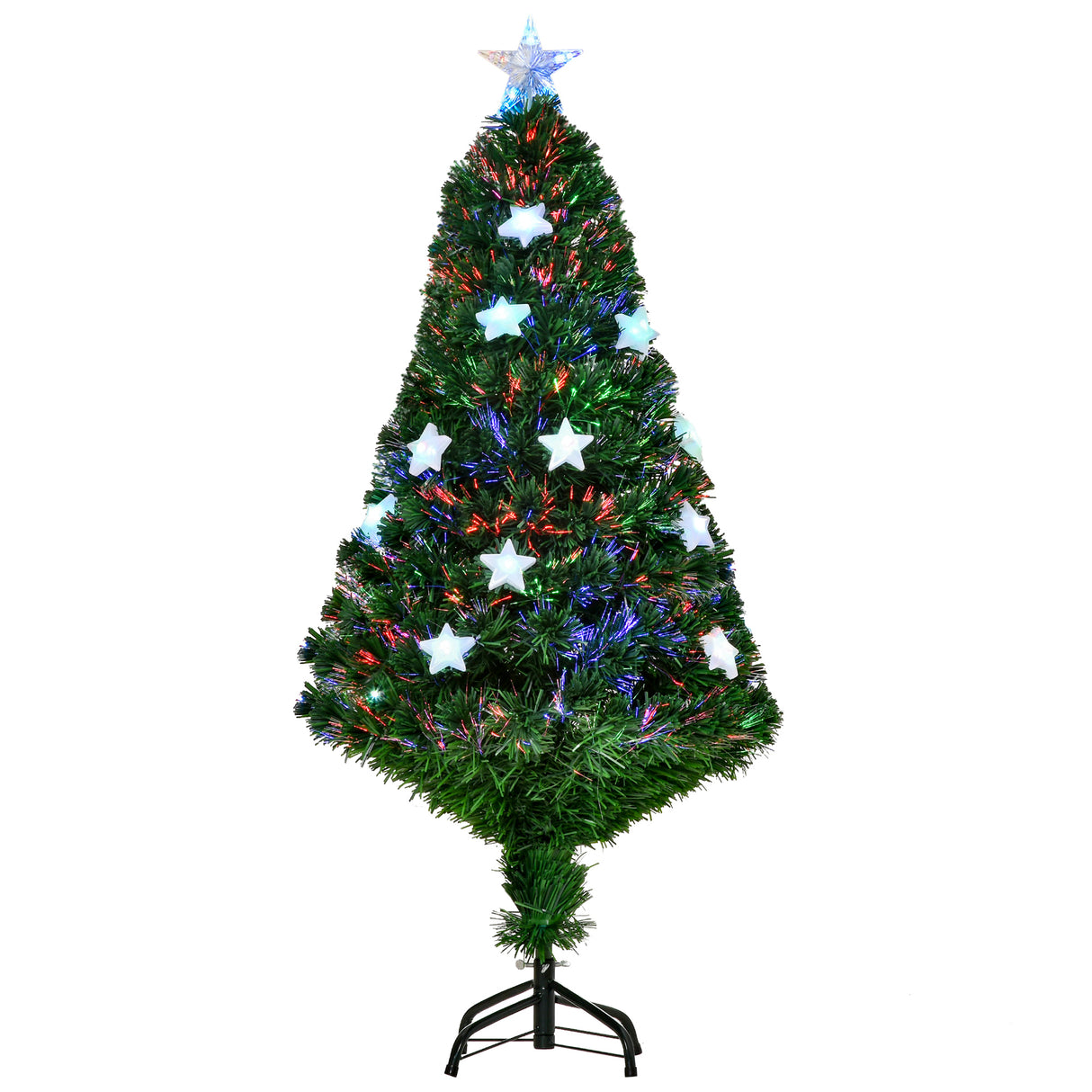 easycomfort easycomfort albero di natale artificiale 120cm a fibra ottica e 16 luci led a forma di stella