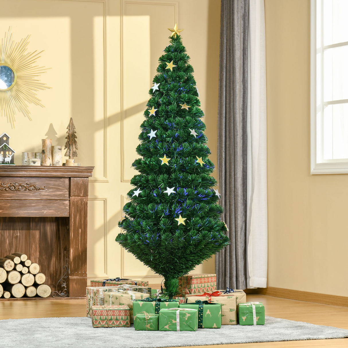 easycomfort easycomfort albero di natale 180cm con 27 luci led fibre ottiche e 230 rami albero di natale artificiale