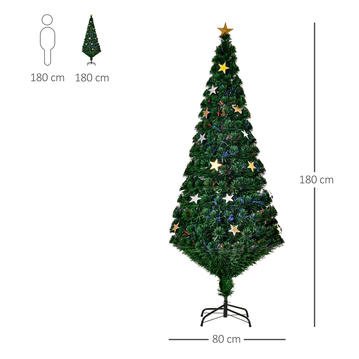 easycomfort easycomfort albero di natale 180cm con 27 luci led fibre ottiche e 230 rami albero di natale artificiale