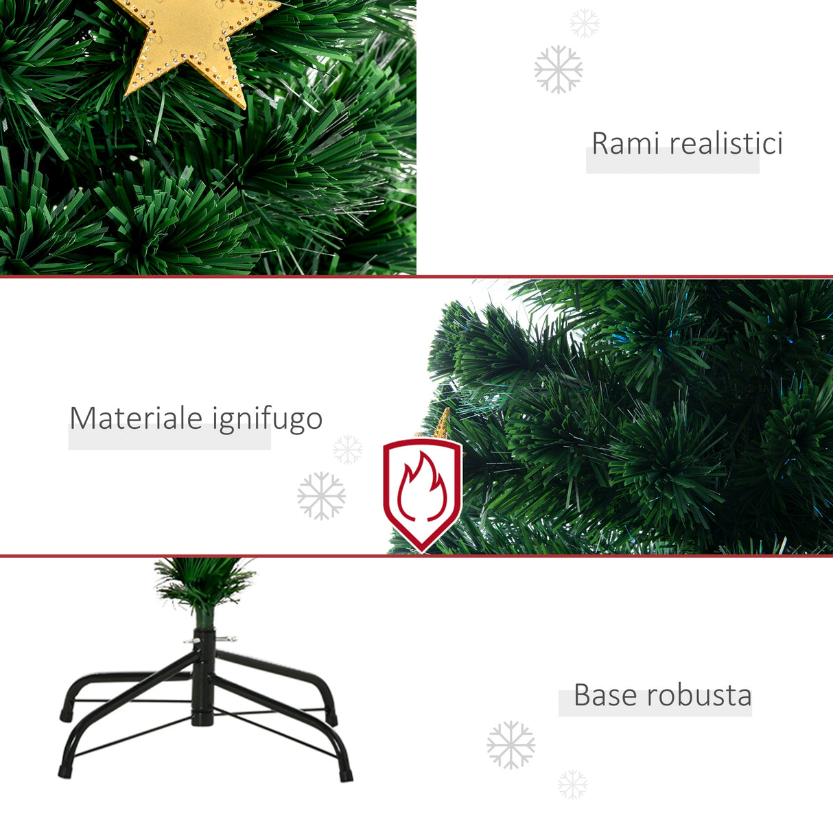 easycomfort easycomfort albero di natale 180cm con 27 luci led fibre ottiche e 230 rami albero di natale artificiale