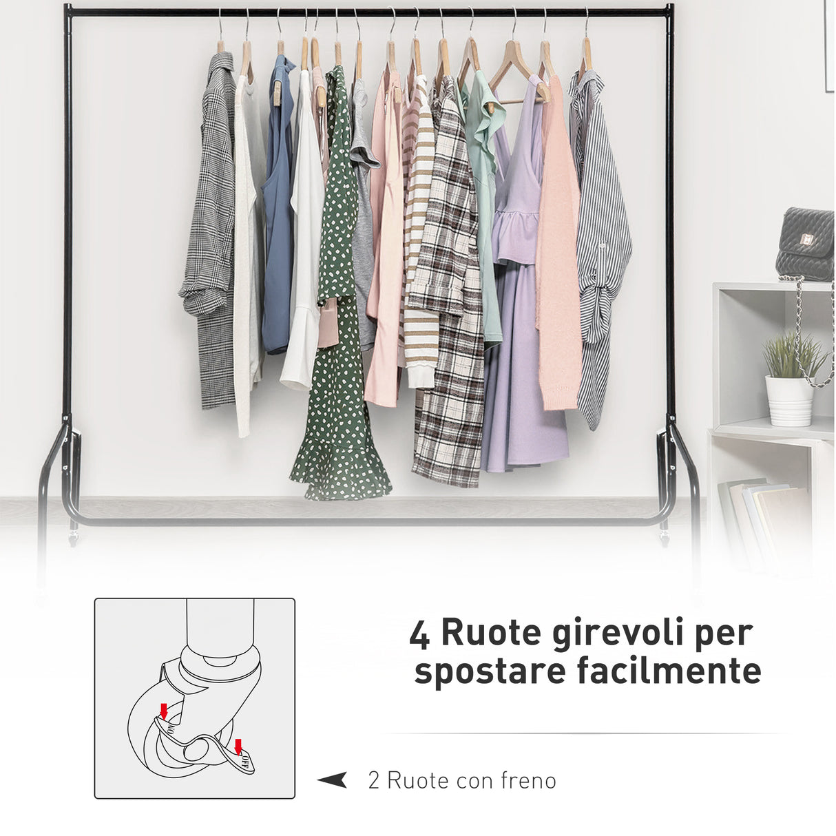 easycomfort easycomfort rella appendiabiti attaccapanni in metallo stand per vestiti con rotelle nero 150x60x170cm ean 8054111845250