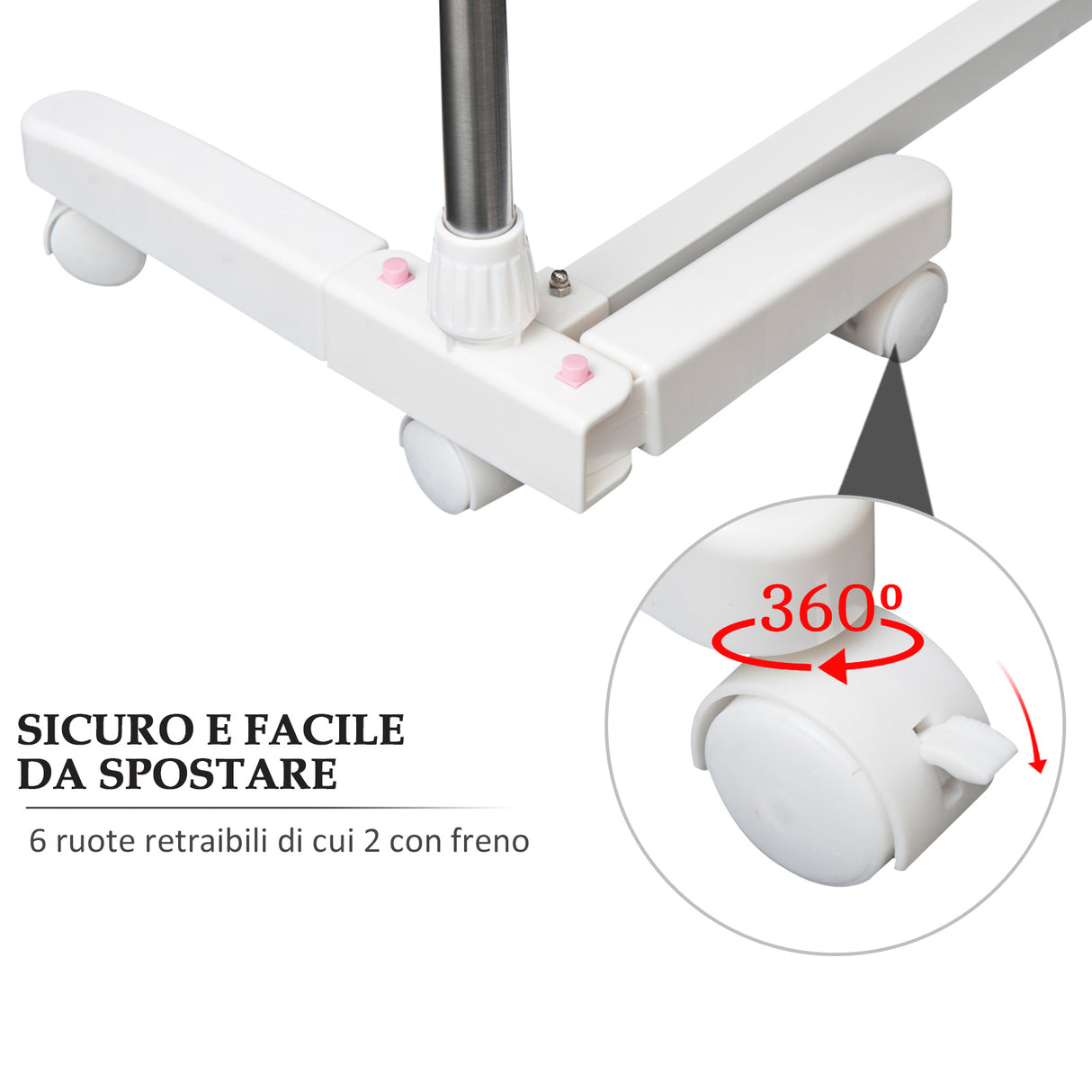 easycomfort easycomfort stendino verticale pieghevole in acciaio e plastica con 6 ruote e 3 ripiani regolabili 142x55x172 cm ean 8054144131443