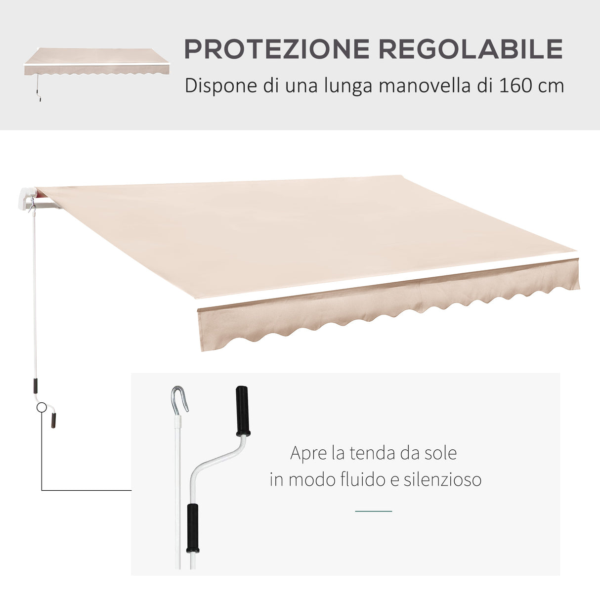 easycomfort easycomfort tenda da sole a bracci per esterno regolazione con manovella 300x250cm