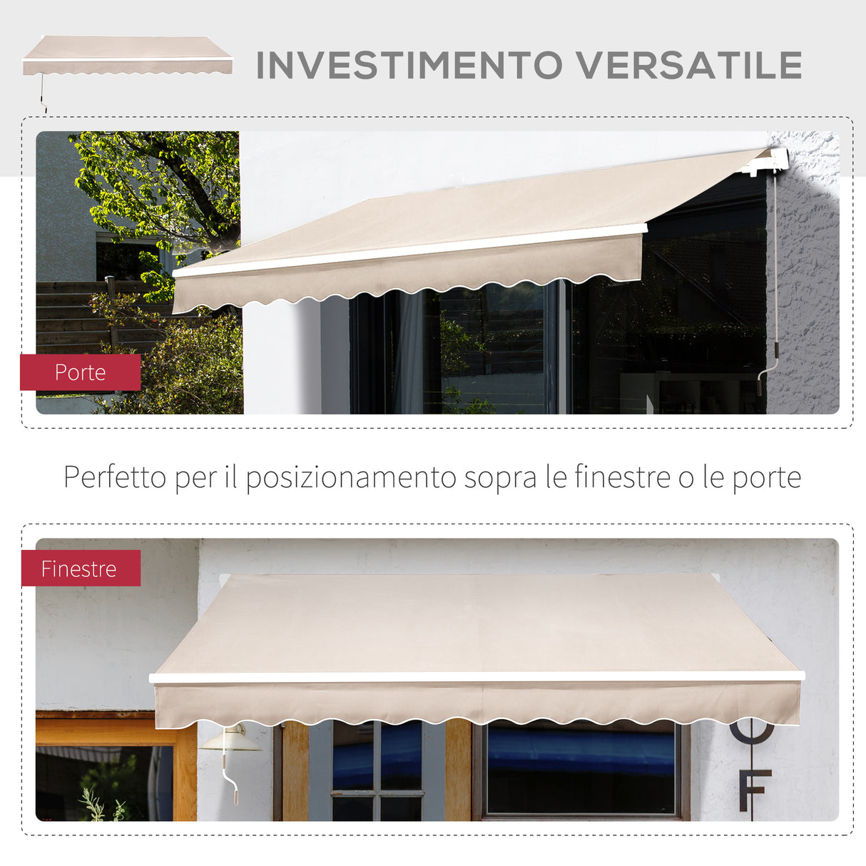 easycomfort easycomfort tenda da sole a bracci per esterno regolazione con manovella 300x250cm