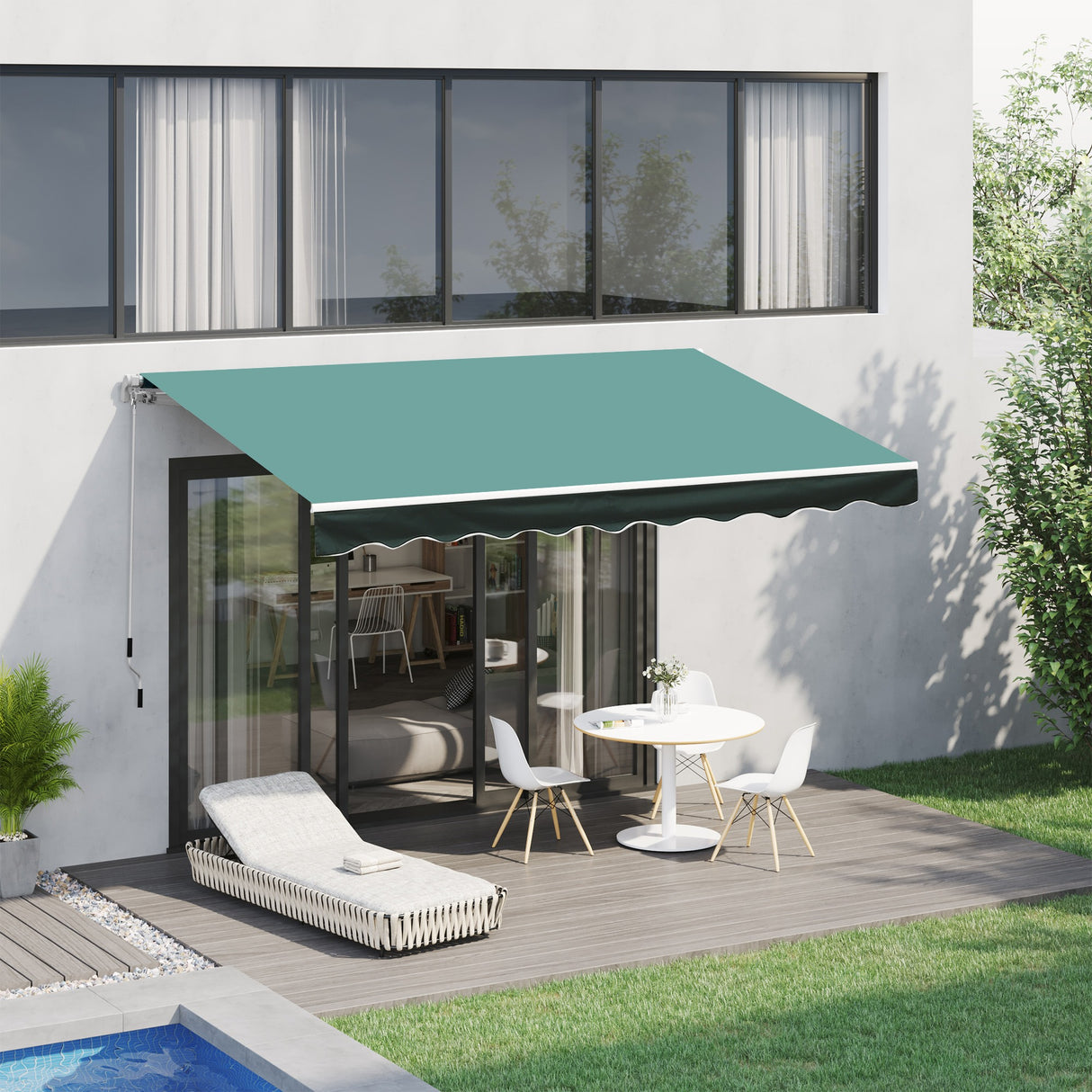 easycomfort tenda da sole a bracci per esterno con manovella metallo e poliestere 3x2.5m verde