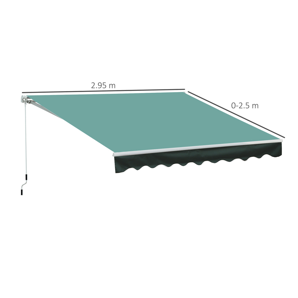 easycomfort tenda da sole a bracci per esterno con manovella metallo e poliestere 3x2.5m verde