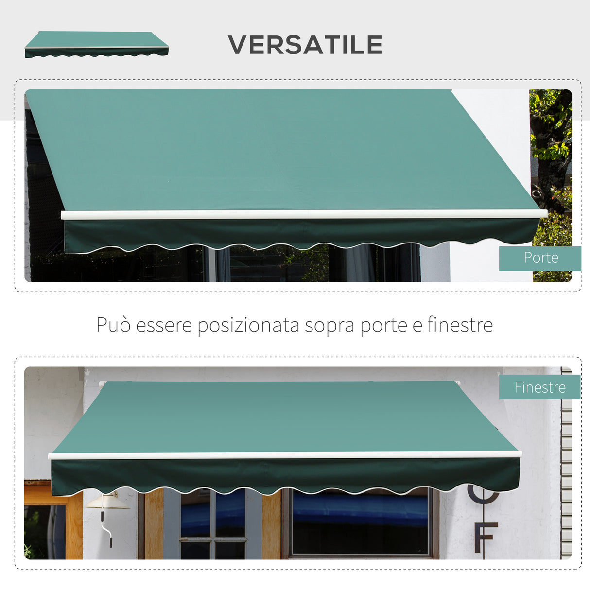 easycomfort tenda da sole a bracci per esterno con manovella metallo e poliestere 3x2.5m verde