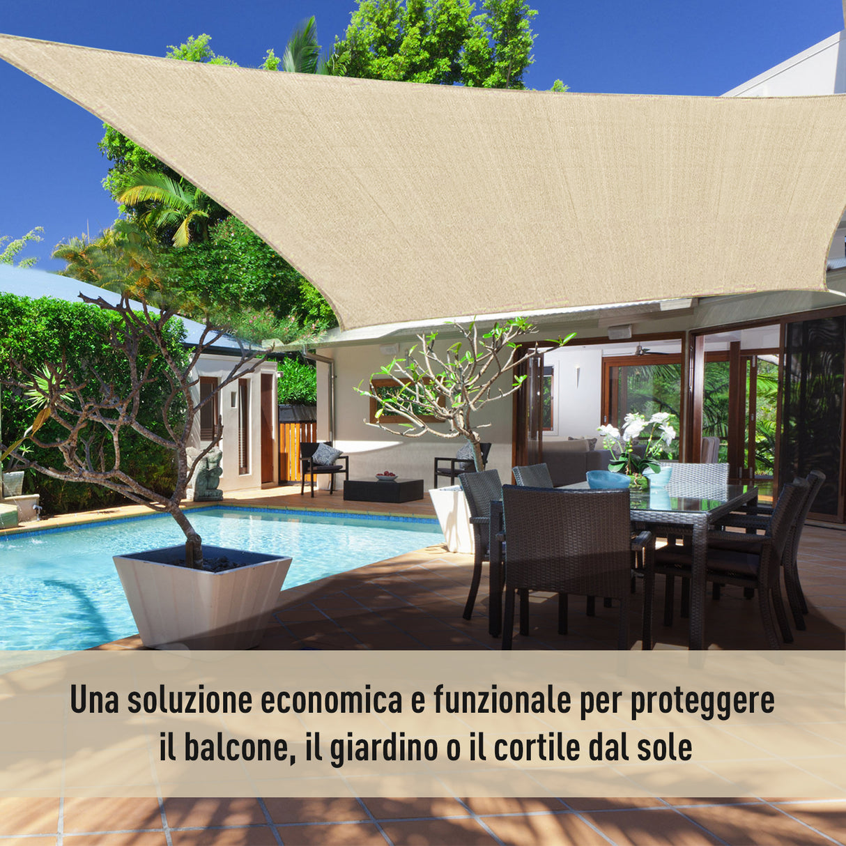 easycomfort easycomfort tenda da sole a vela quadrata in hdpe color sabbia 360x360cm