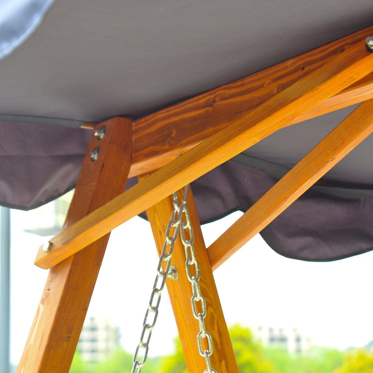 easycomfort dondolo da giardino 3 posti con baldacchino in legno 200x 130x 185cm