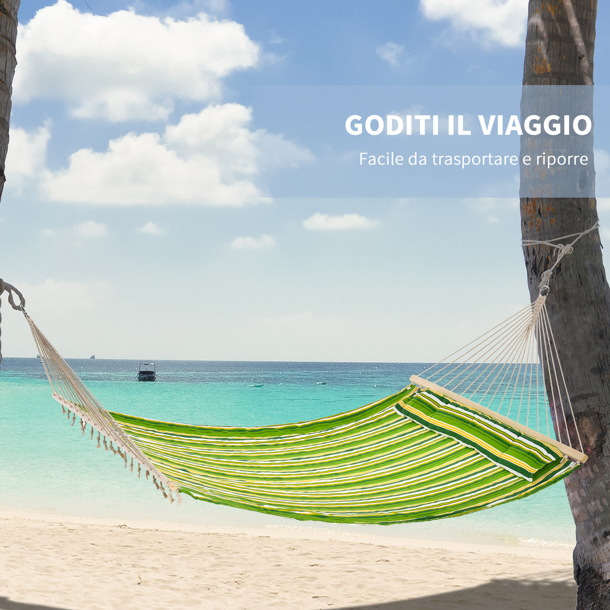 easycomfort easycomfort amaca matrimoniale in cotone a righe verde giallo e bianco con cuscino