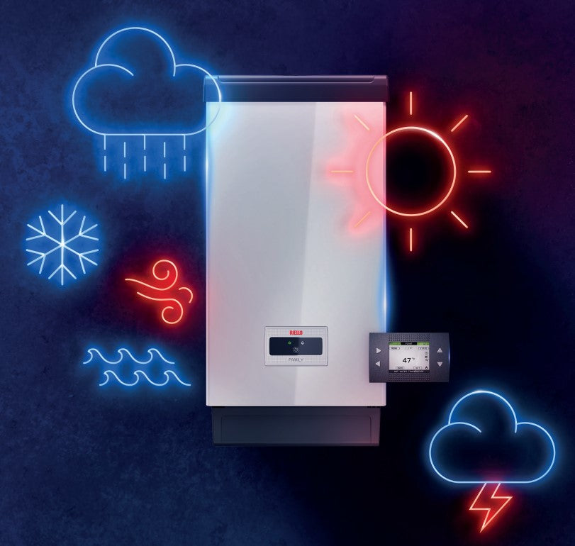 riello caldaia a condensazione riello family externa 25 metanogpl kis low nox completa di kit fumi