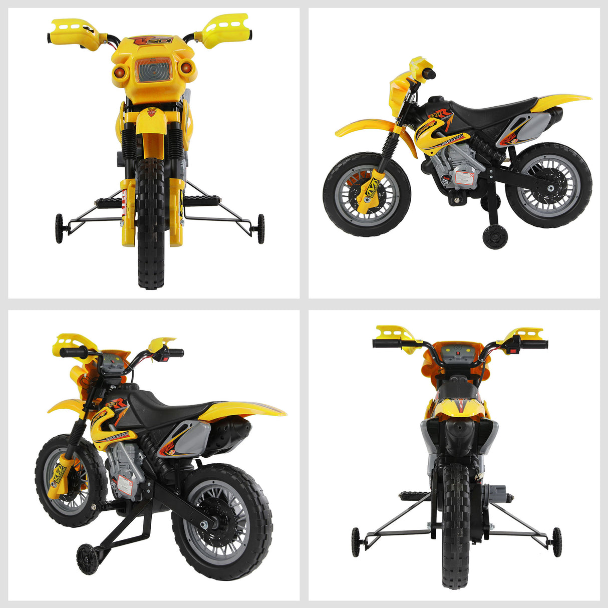 easycomfort easycomfort moto cross elettrica con rotelle giallo per bambini 3 anni e piu batteria 6v velocita 2 5kmh 102 x 53 x 66cm