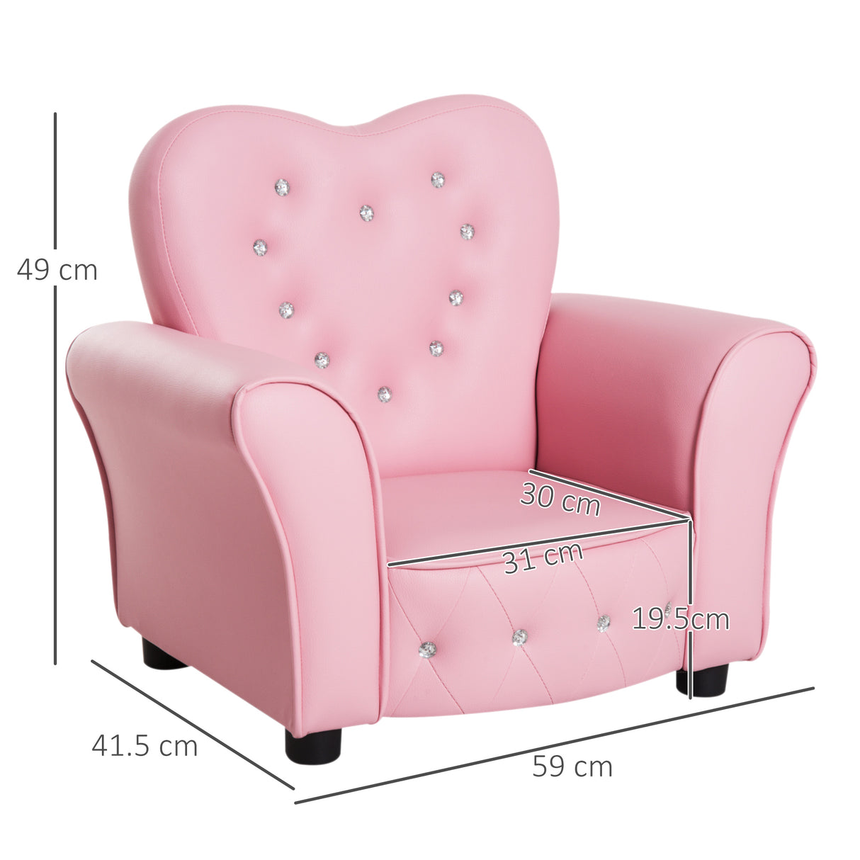 easycomfort easycomfort poltroncina per bambini imbottita poltrona per cameretta con rivestimento in pvc e struttura in legno 59x41 5x49cm rosa