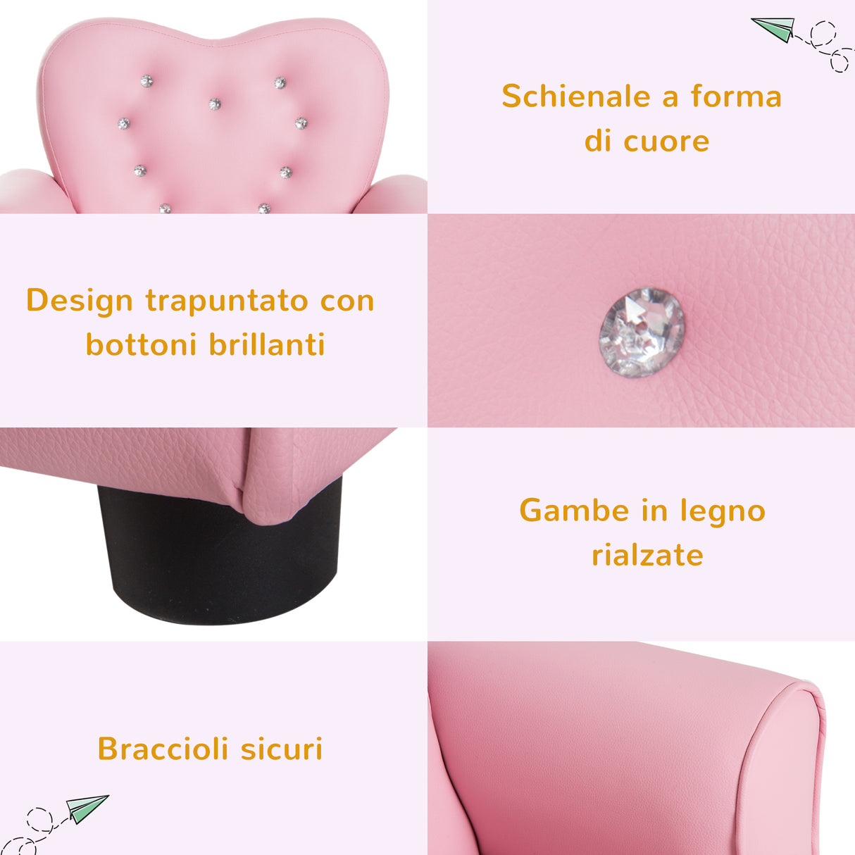 easycomfort easycomfort poltroncina per bambini imbottita poltrona per cameretta con rivestimento in pvc e struttura in legno 59x41 5x49cm rosa