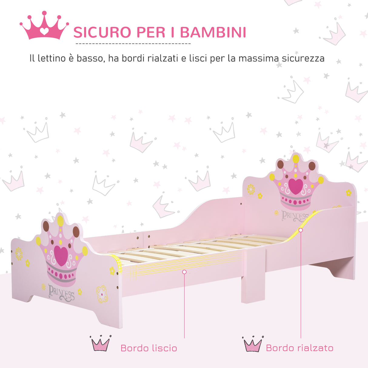 easycomfort easycomfort letto per bambini con bordi rialzati e 6 gambe in legno per cameretta lettino per bimbi da 3 6 anni 143x73x60cm rosa