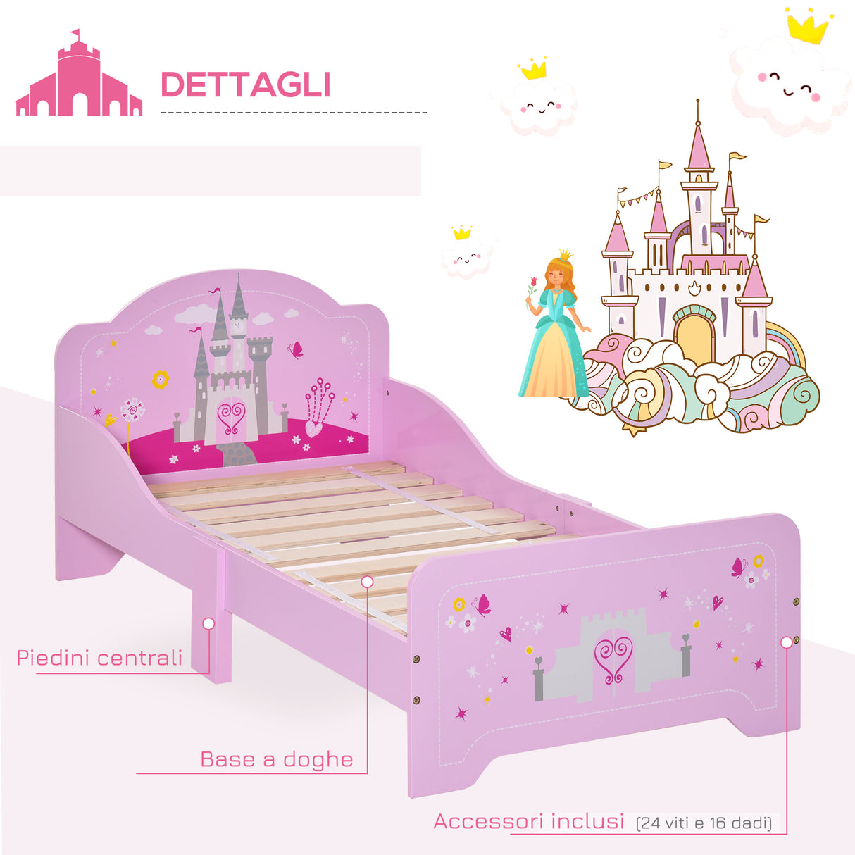 easycomfort easycomfort letto per bambini con bordi rialzati in legno per cameretta lettino per bimbi da 3 6 anni 143x73x60cm rosa